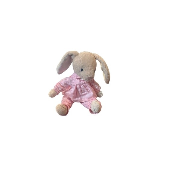 Jellycat Bedtime Lottie Bunny Bunny Pink Checkered Plaid Pjamas Retired Rare 10” - Picture 1 of 9